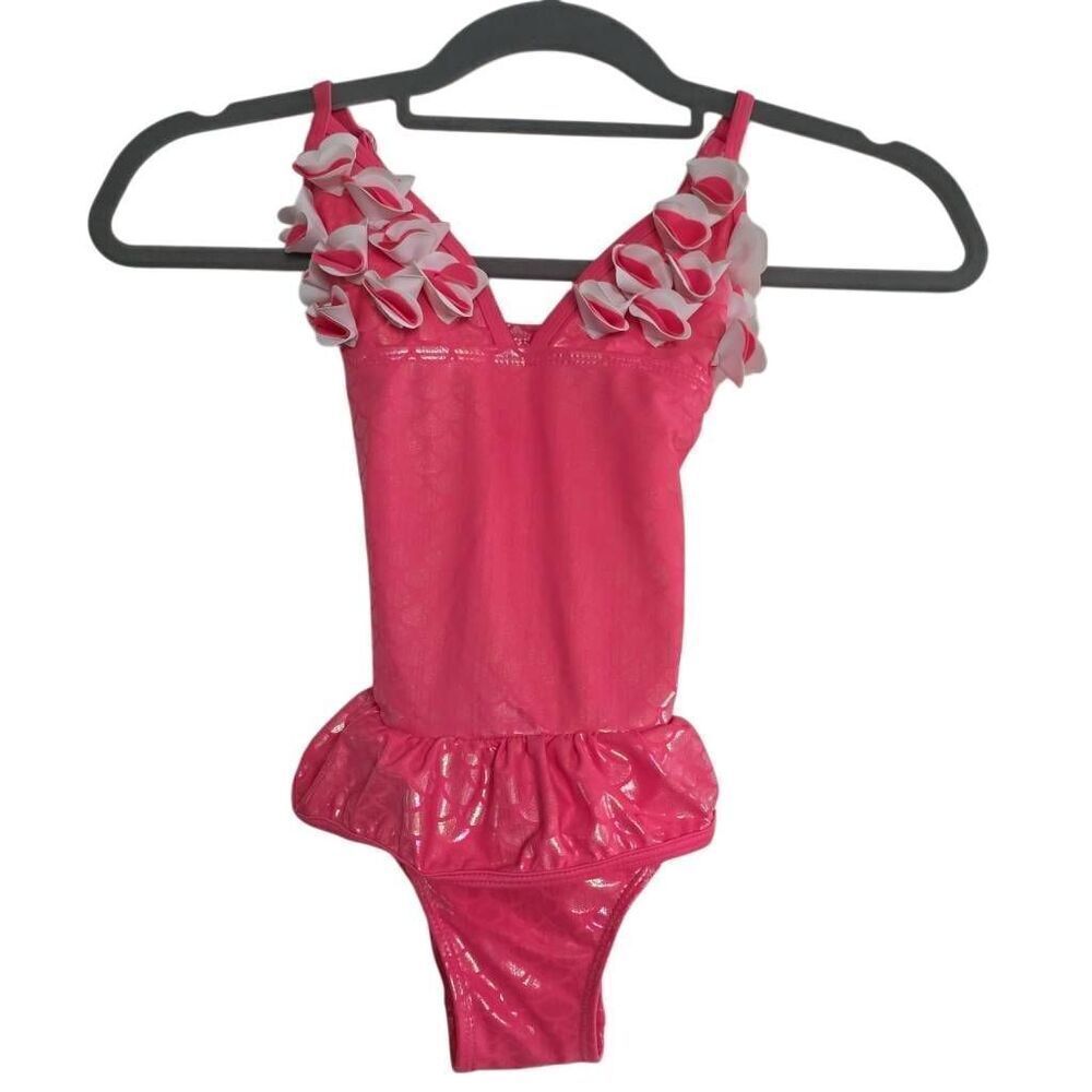 Floatimini Girl's Size 6X Shiny Pink Mermaid Scale One Piece Swimsuit